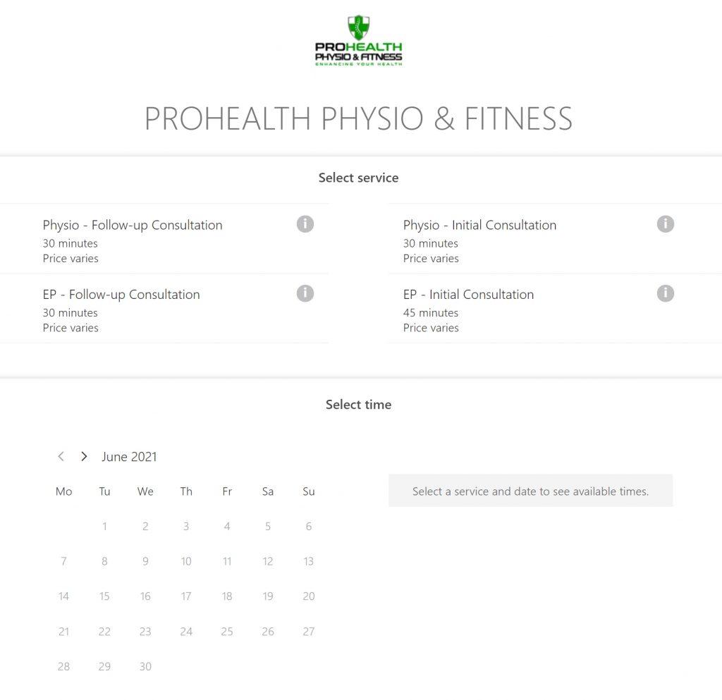 Online Physio EP booking